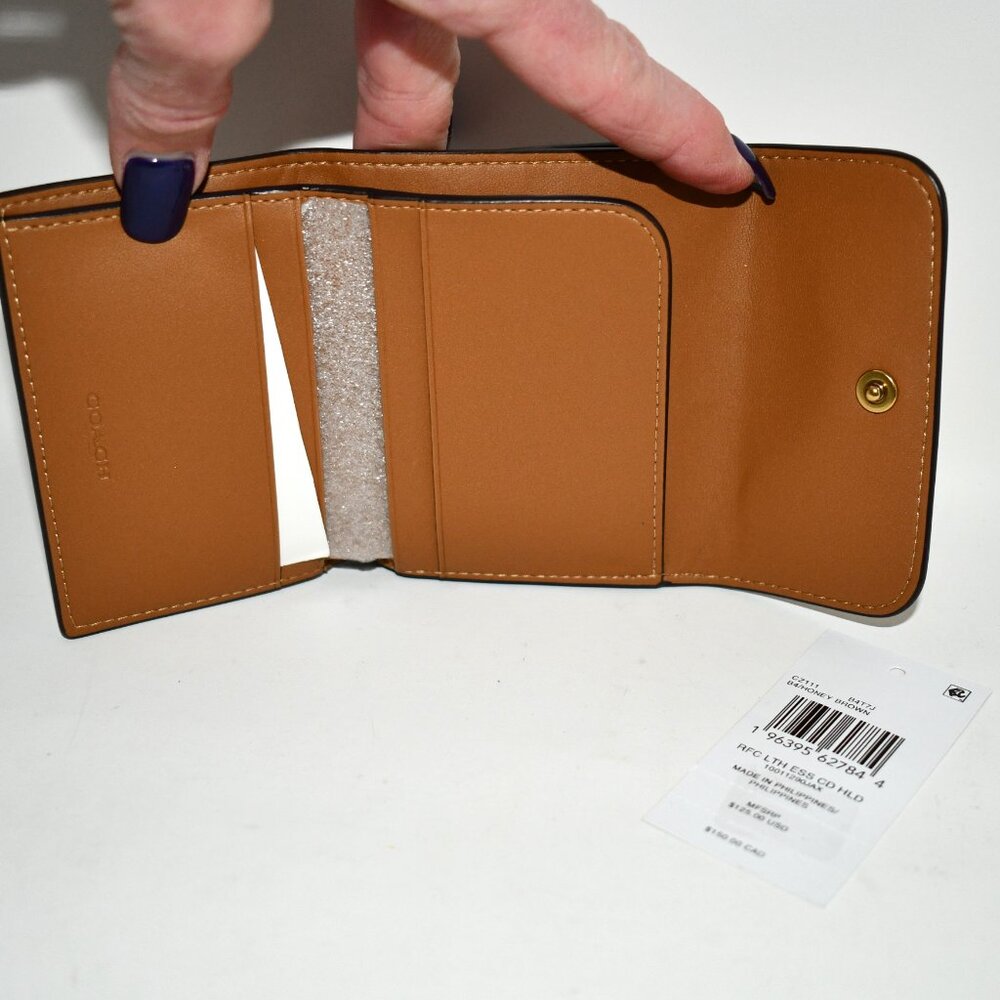 COACH Essential Card Holder Bifold Wallet in Honey Brown #CZ111 B4T7J NWT - Picture 3 of 6